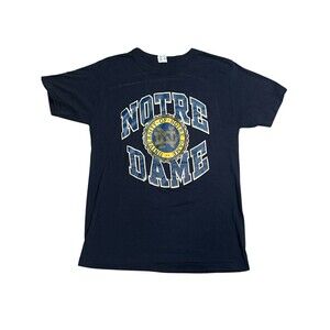 Vintage 80s Champion Notre Dame‎ Fighting Irish T Shirt Blue Single Stitch
